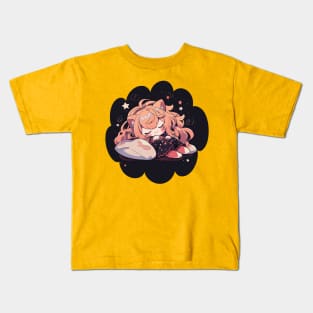 Adorable Anime Chibi Leo Zodiac Sleeping Little Astro Girl Kids T-Shirt